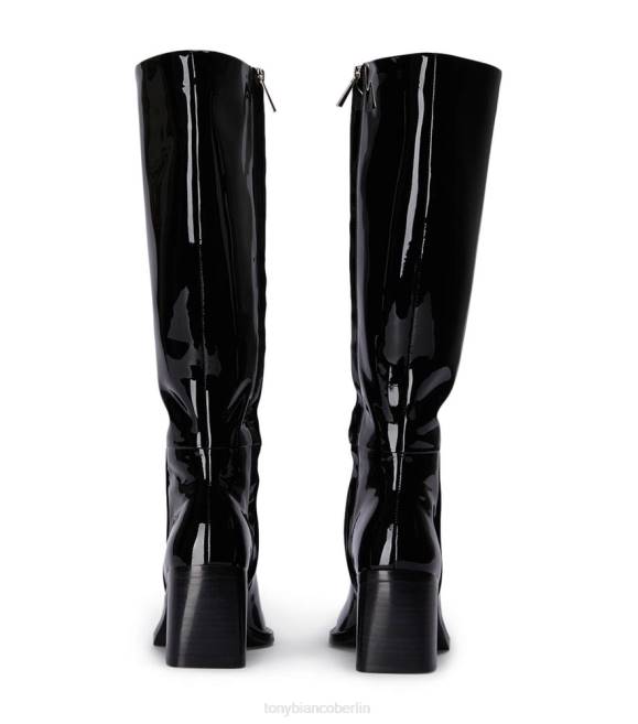kniehohe Stiefel| de Tony Bianco Frauen Darby-Kalbsstiefel schwarzes Lackleder 4624464